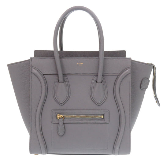 Celine Handbag Leather Gray Luggage Micro Shopper Women Used Authentic