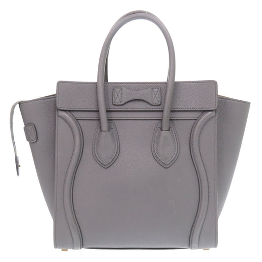 Celine Handbag Leather Gray Luggage Micro Shopper Women Used Authentic