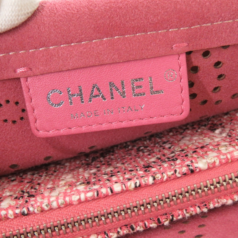 Chanel Shoulder Bag Leather Pink Punching Coco Mark Women Used Authentic