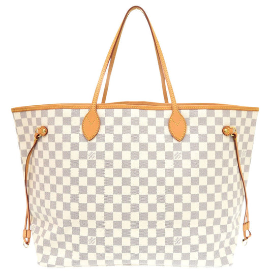 Louis Vuitton Tote Bag N51108 Damier Azur Canvas White Damier Azur Neverfull Gm Women Used Authentic