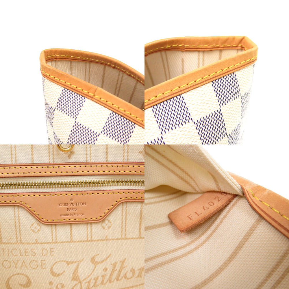 Louis Vuitton Tote Bag N51108 Damier Azur Canvas White Damier Azur Neverfull Gm Women Used Authentic