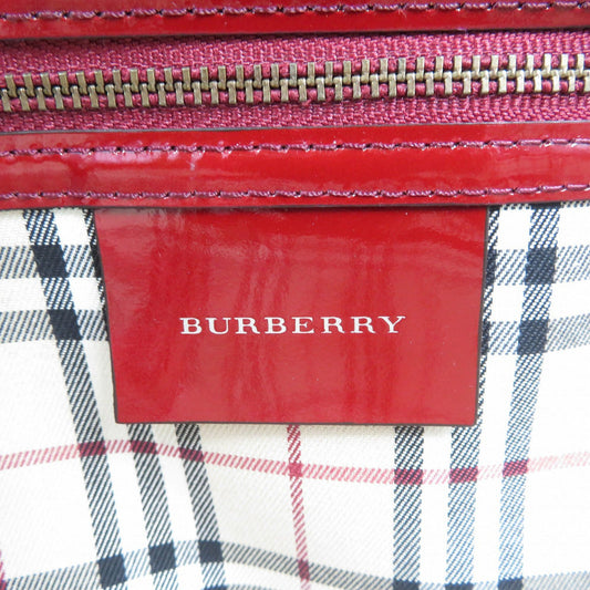 Burberry Tote Bag Patent Leather Bordeaux Women Used Authentic