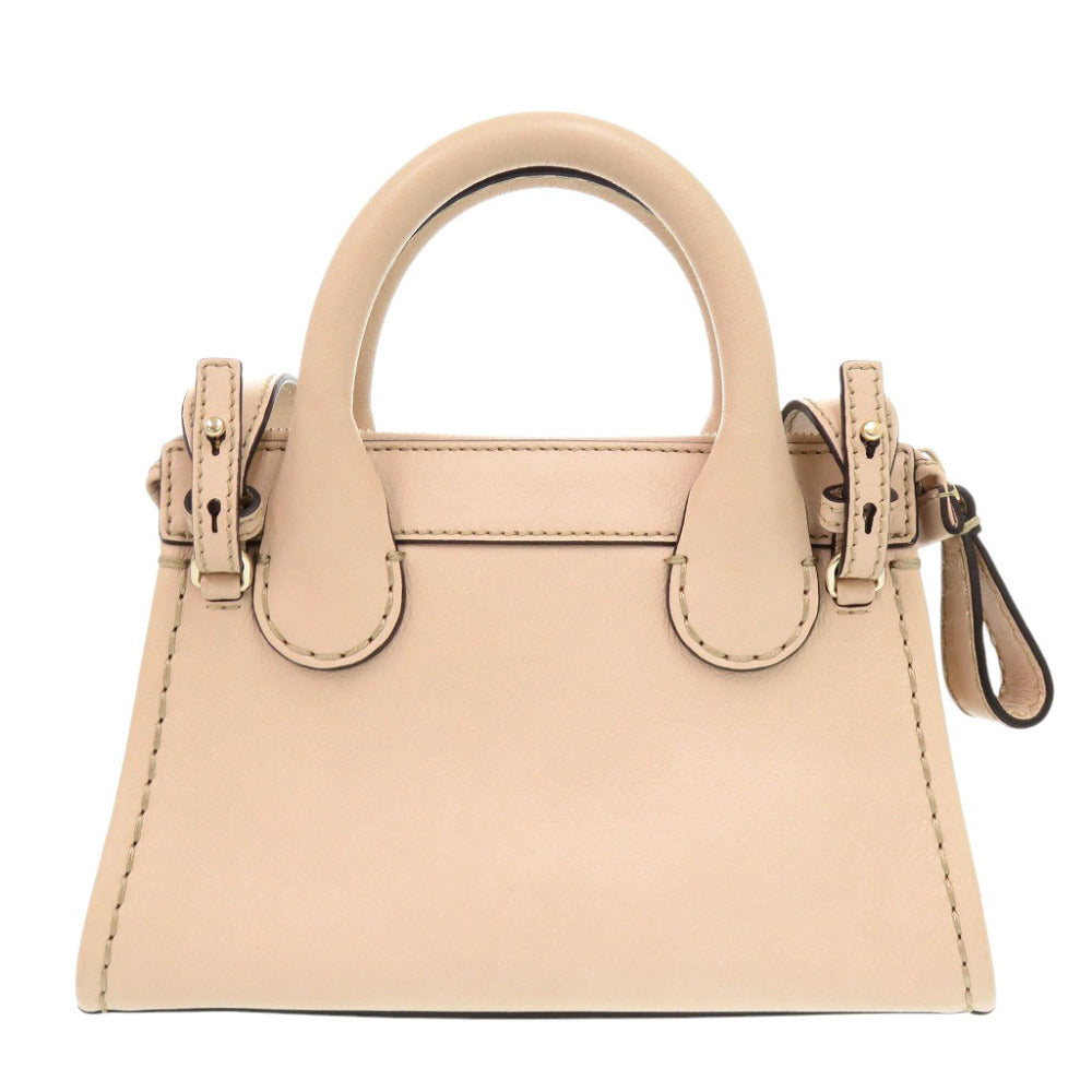 Chloe Shoulder Bag Leather Pink Beige Mini Edith Women Used Authentic