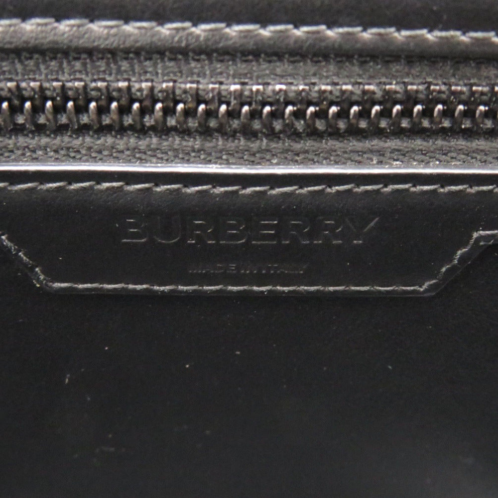 Burberry Shoulder Bag Leather Black Leopard Women Used Authentic