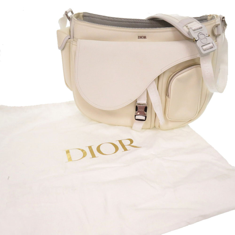 Christian Dior Shoulder Bag 1 Adho029 Usg Leather, Nylon White Sacai Collaboration Dior Sacai Saddle Soft Bag Mens Used Authentic