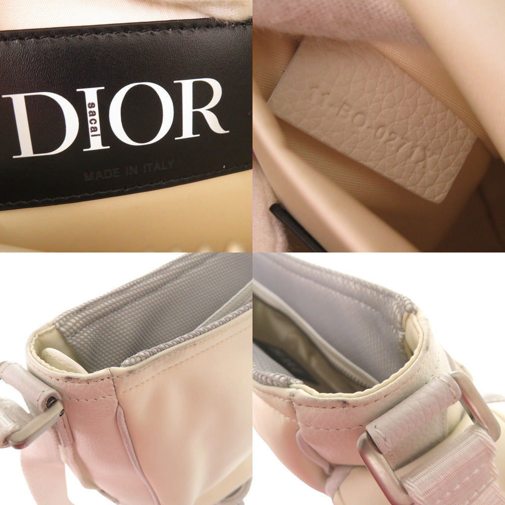 Christian Dior Shoulder Bag 1 Adho029 Usg Leather, Nylon White Sacai Collaboration Dior Sacai Saddle Soft Bag Mens Used Authentic