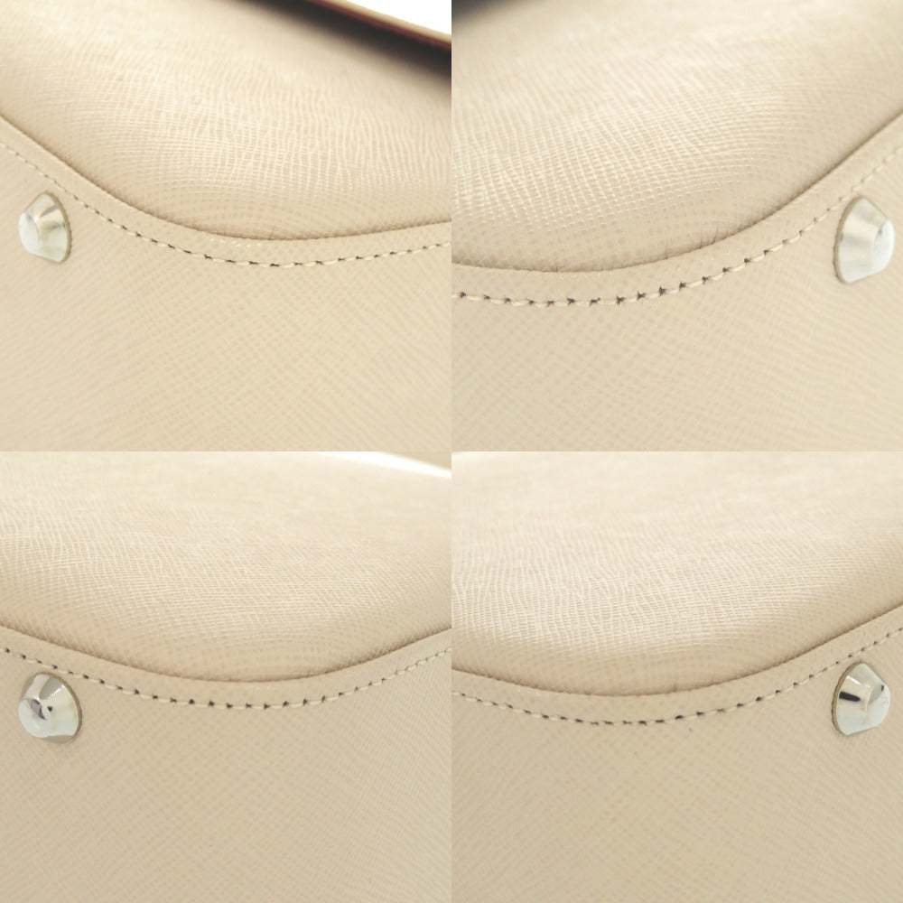 Burberry Handbag Leather Beige With Logo Women Used Authentic