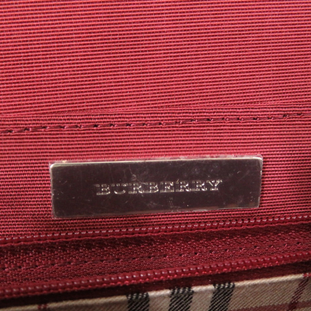 Burberry Handbag Leather Beige With Logo Women Used Authentic