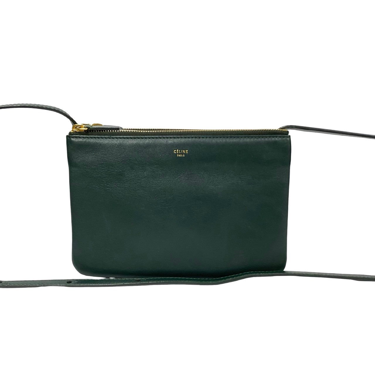 Celine Shoulder Bag Leather Green Trio Small Women(unisex) Used Authentic