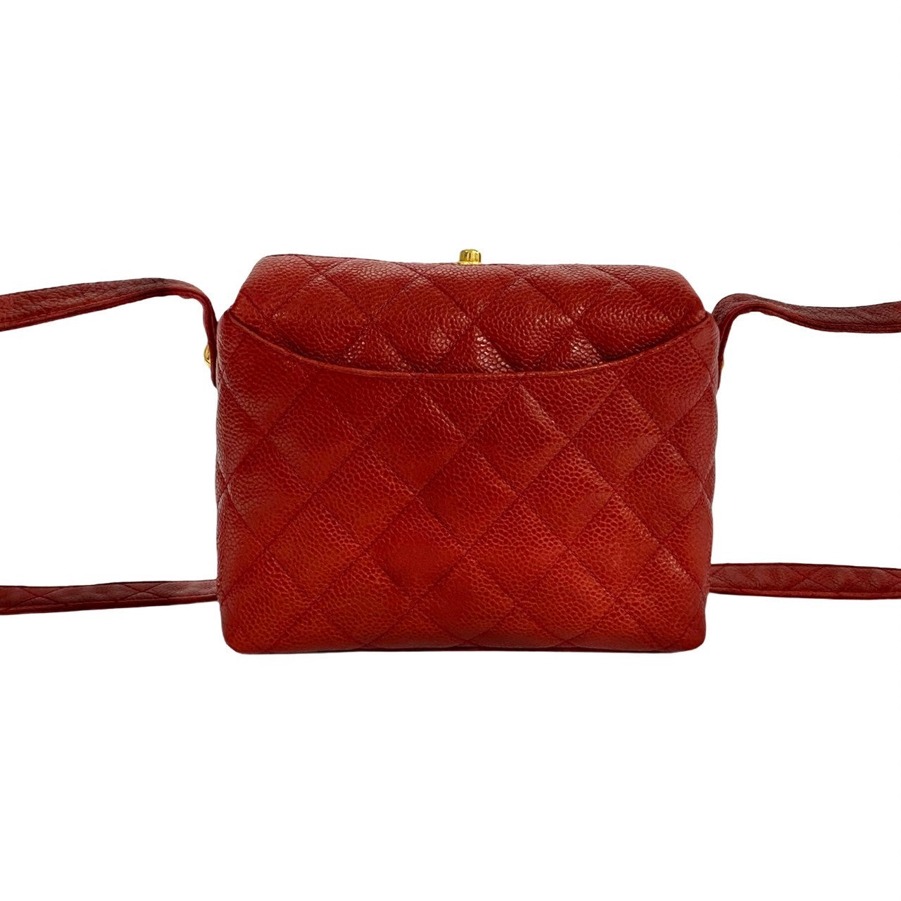 Chanel Shoulder Bag Matt Caviar Skin Red Coco Mark Matrasse Women Used Authentic