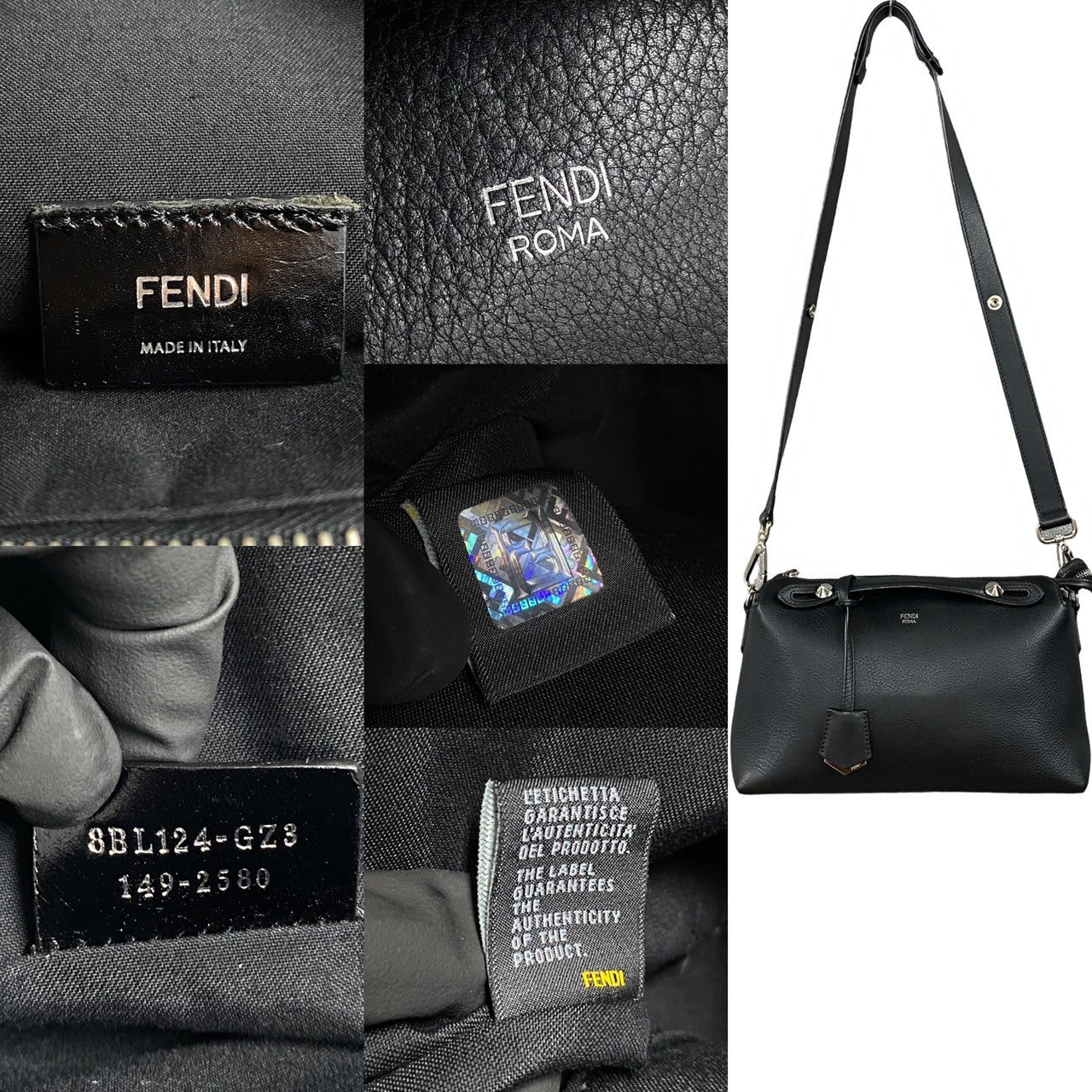 Fendi Shoulder Bag Leather Black By The Way Women Used Authentic