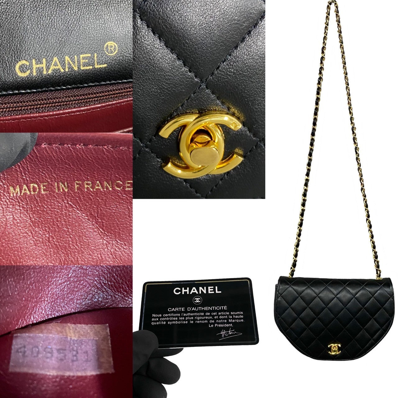 Chanel Shoulder Bag Leather, Lambskin Black Coco Mark Matrasse Women Used Authentic