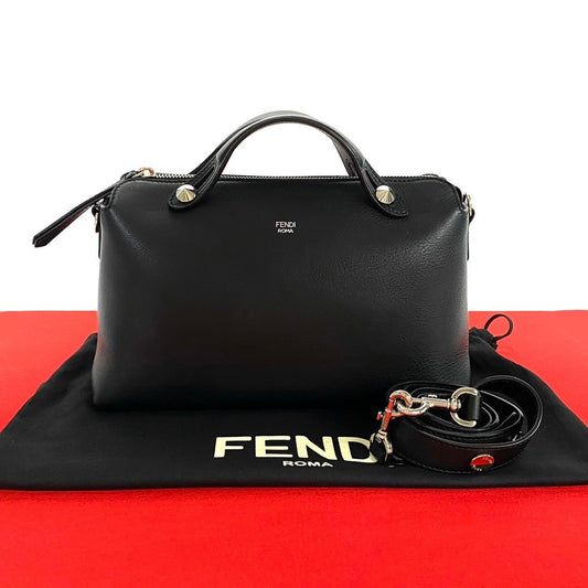 Fendi Shoulder Bag Leather Black By The Way Medium Women Used Authentic