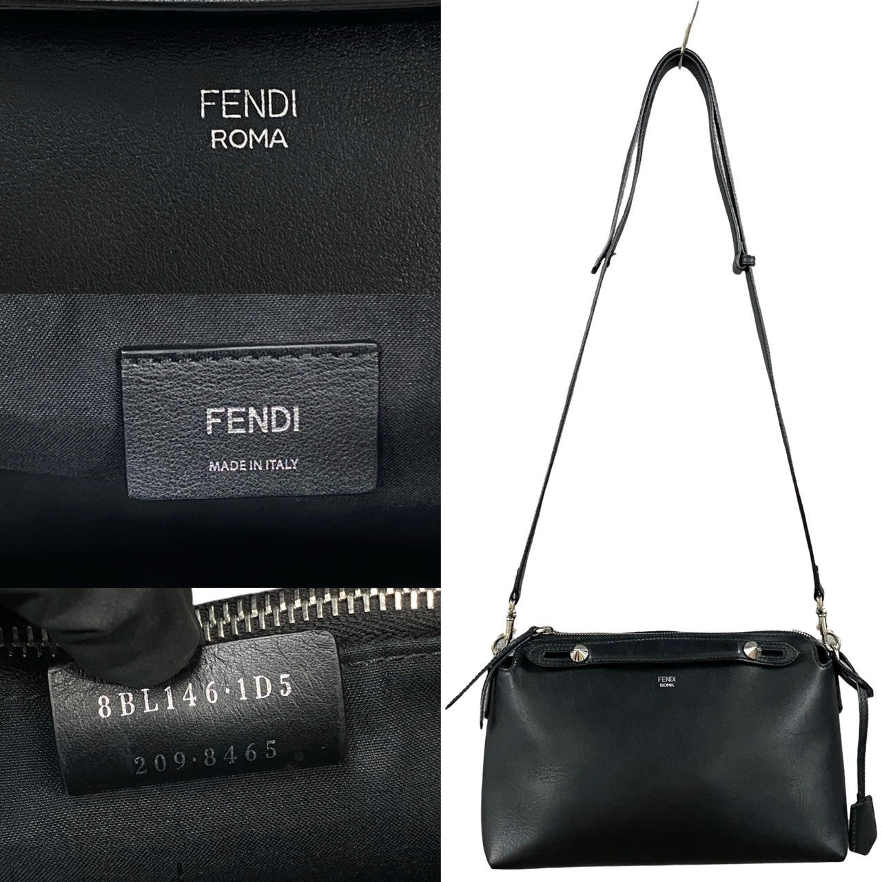 Fendi Shoulder Bag Leather Black By The Way Medium Women Used Authentic