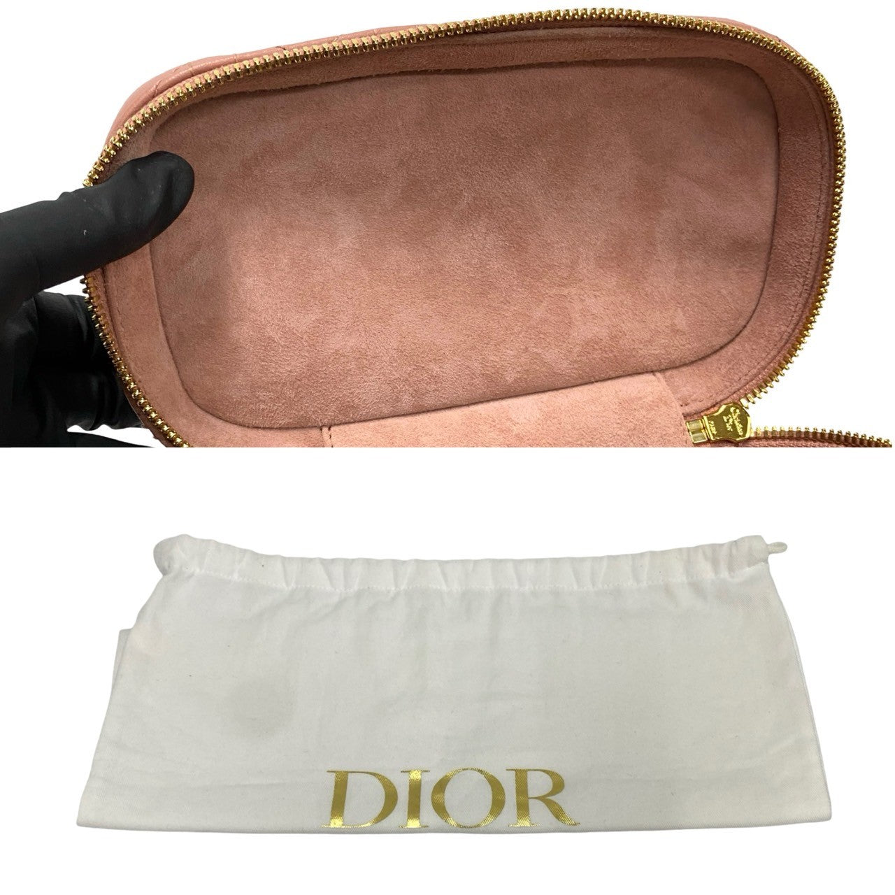 Dior Shoulder Bag Leather Pink Canage Dior Travel Small Vanity Women Used Authentic