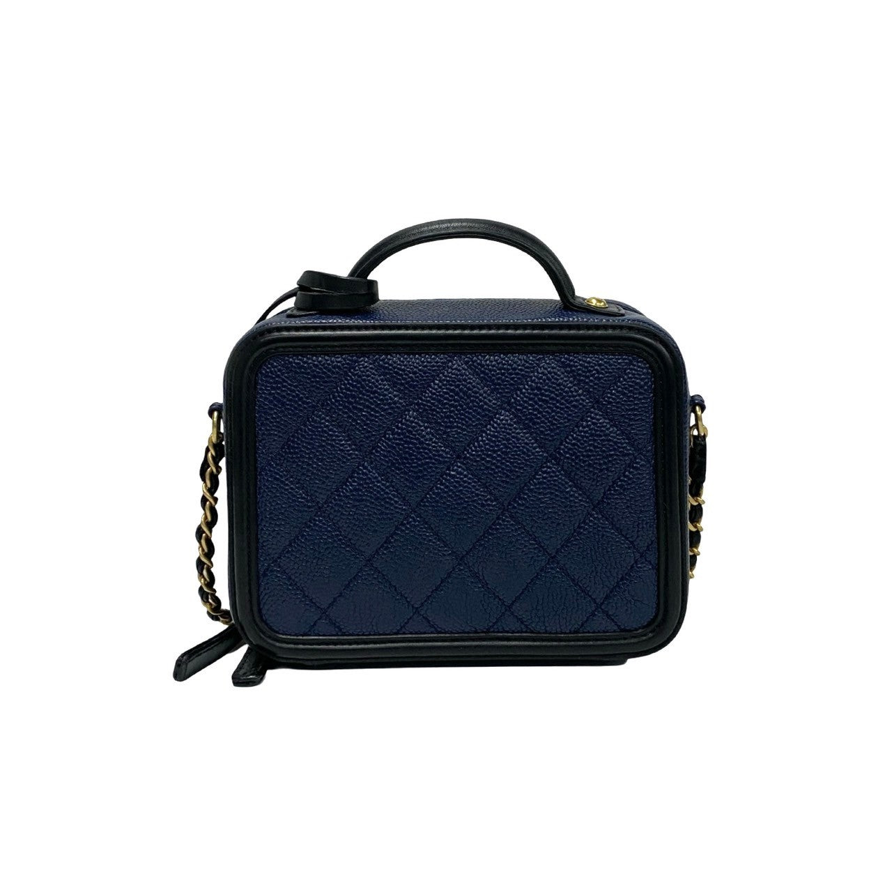 Chanel Shoulder Bag Matt Caviar Skin Navy Coco Mark Cc Figley Women Used Authentic