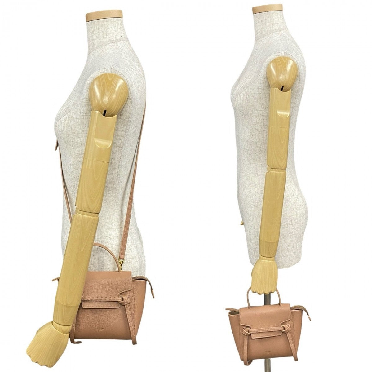 Celine Shoulder Bag Leather Beige Belt Bag Pico