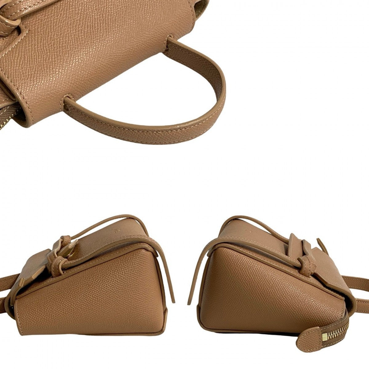 Celine Shoulder Bag Leather Beige Belt Bag Pico