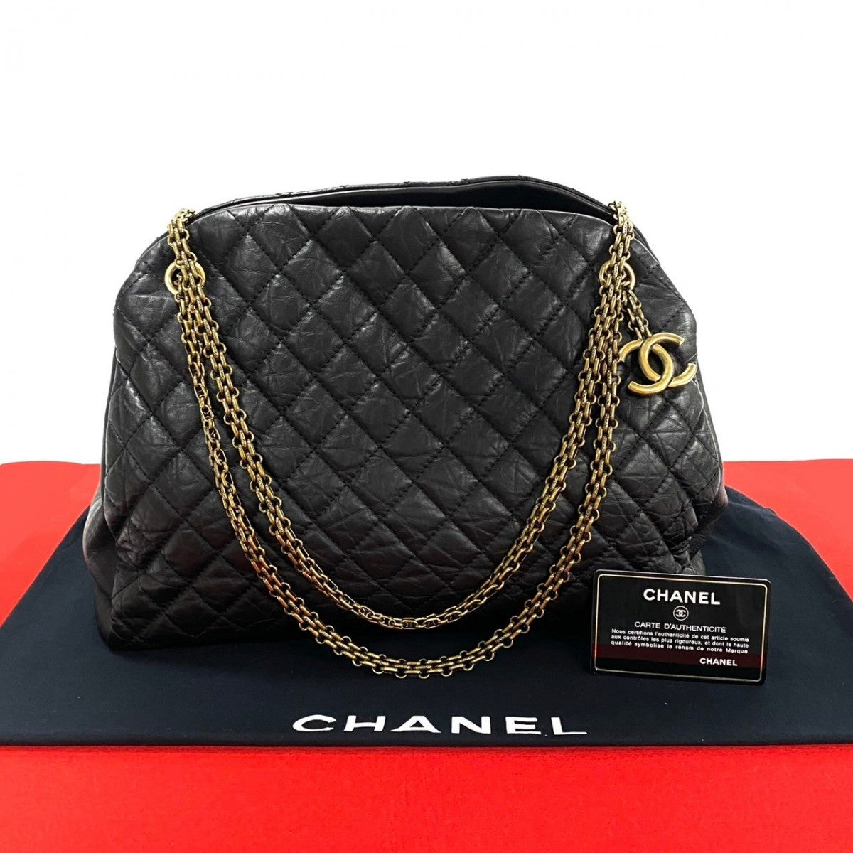 Chanel Shoulder Bag Leather Black Mademoiselle