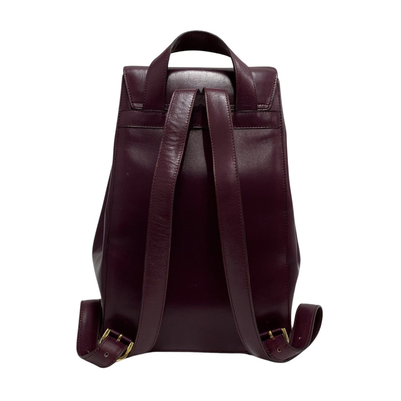 Celine Backpack Calfskin, Leather Purple Logo Metal Women Used Authentic