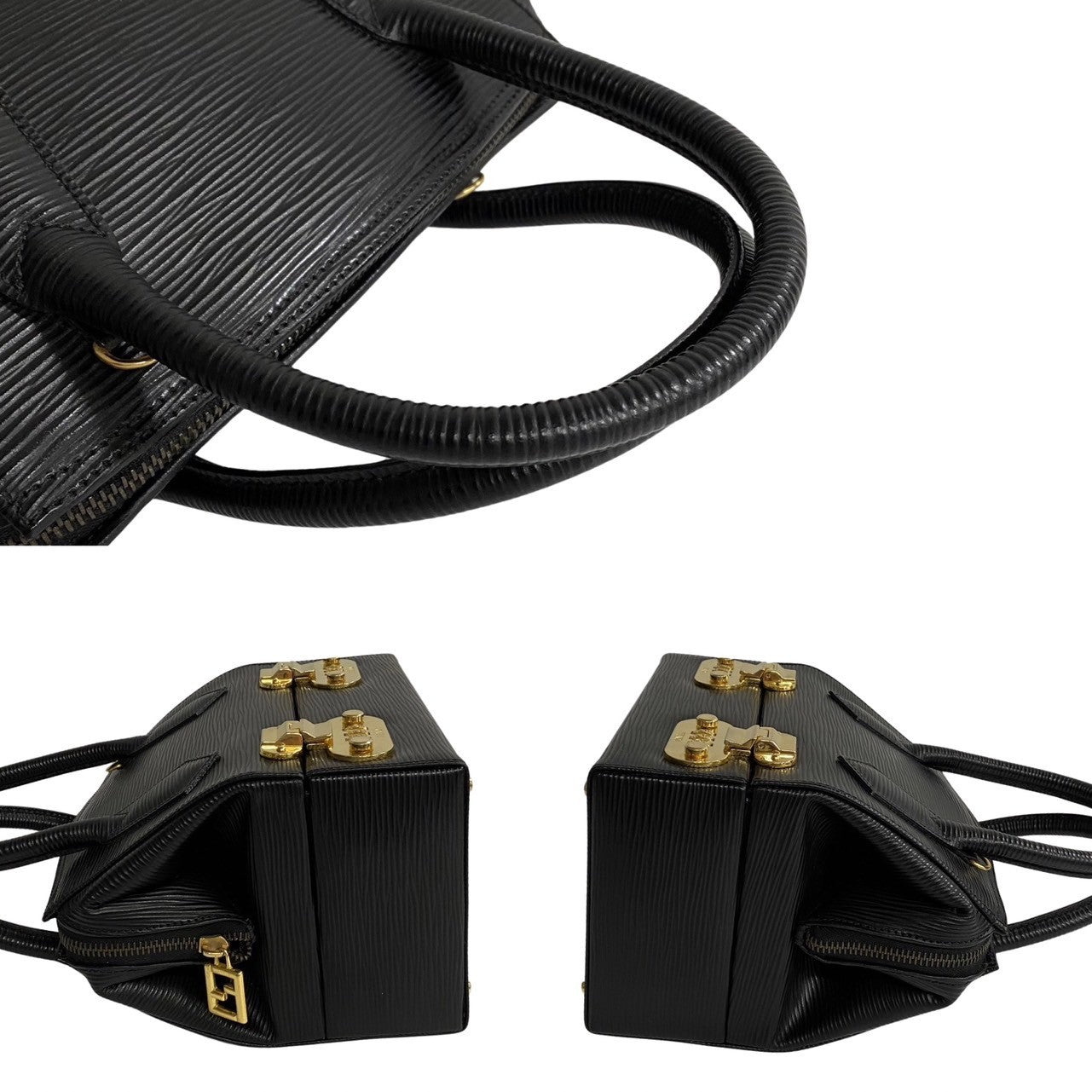 Fendi Shoulder Bag Epi Leather Black Women Used Authentic