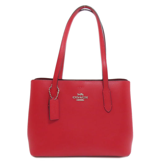 Coach Tote Bag F73277 Leather Red Logo Women Used Authentic