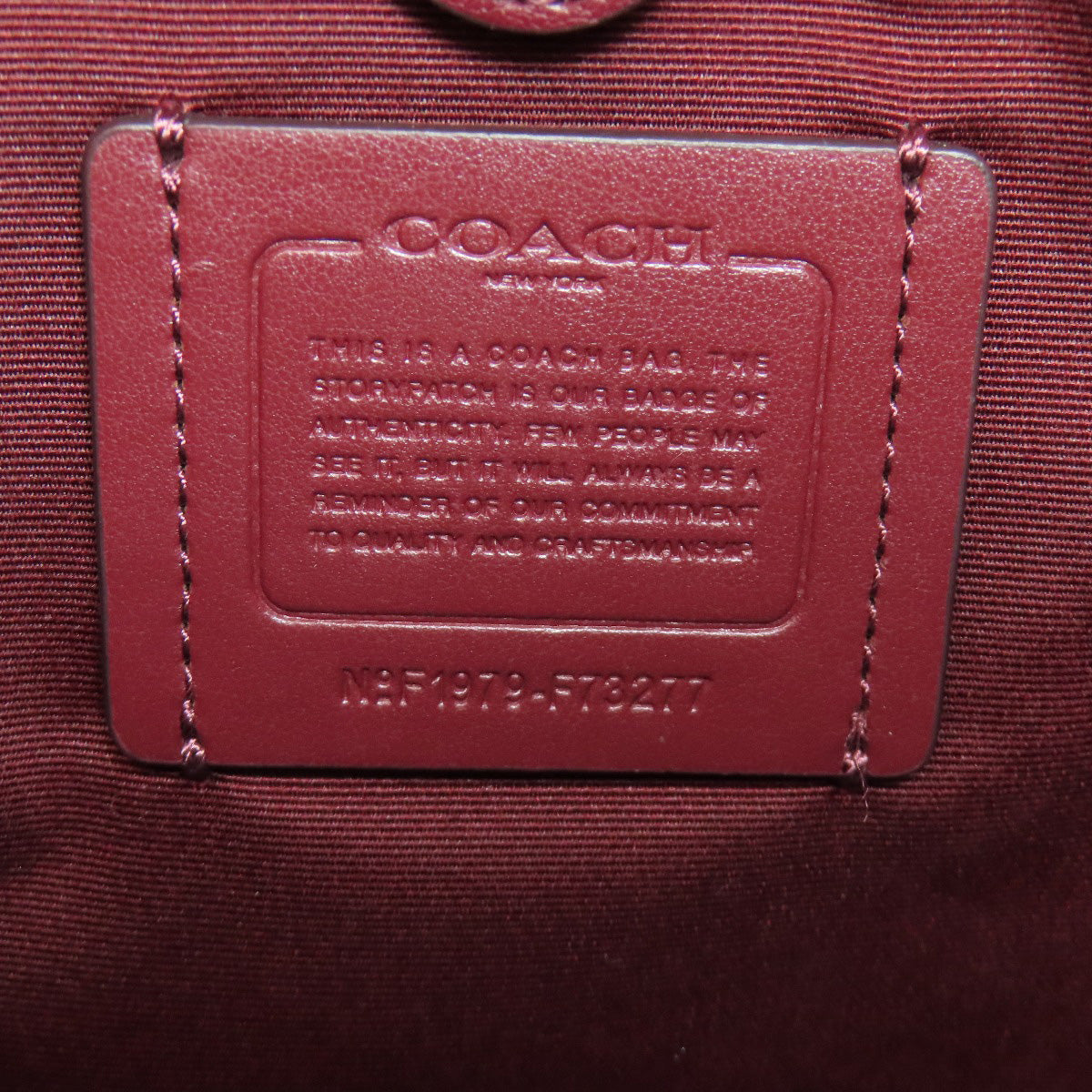 Coach Tote Bag F73277 Leather Red Logo Women Used Authentic