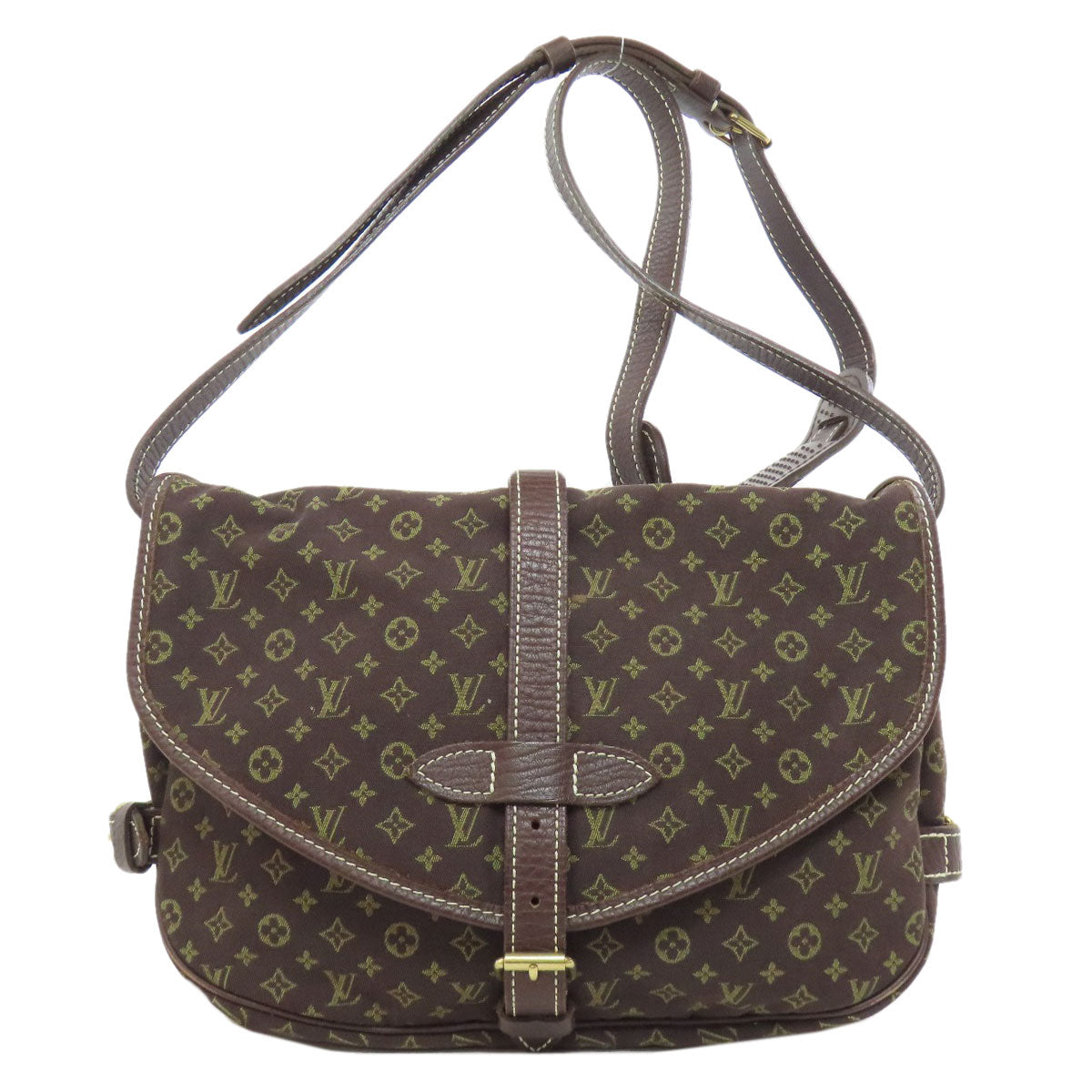 Louis Vuitton Shoulder Bag M95227 Monogram Mini Run Brown Saumur 30 Women Used Authentic