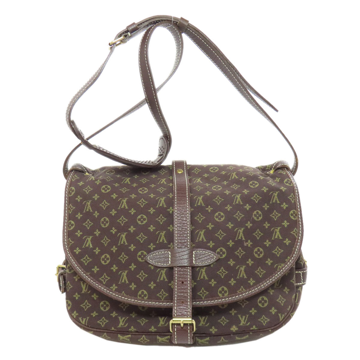 Louis Vuitton Shoulder Bag M95227 Monogram Mini Run Brown Saumur 30 Women Used Authentic