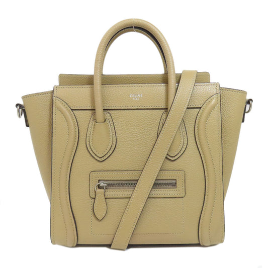 Celine Handbag Calfskin Beige Luggage Nano 2 Way