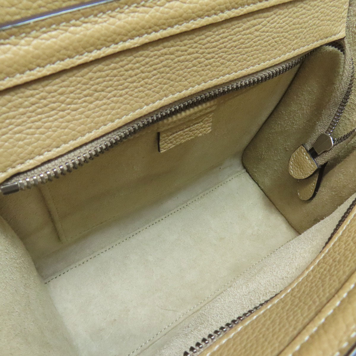 Celine Handbag Calfskin Beige Luggage Nano 2 Way