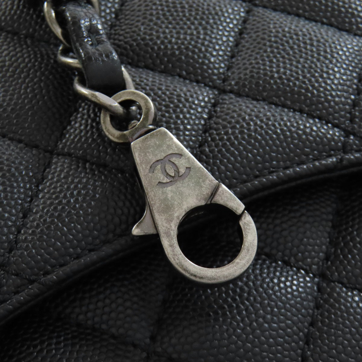 Chanel Handbag Grained Calfskin Skin Black Coco Handle Matelasse Silver Metal 2 Way Women Used Authentic