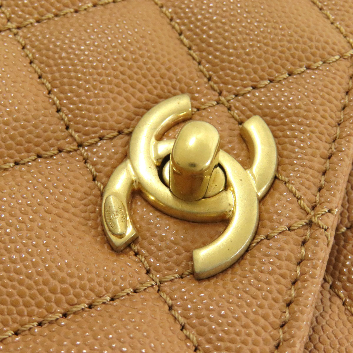 Chanel Handbag Grained Calfskin Skin Brown Coco Handle Matelasse Gold Metal 2 Way Women Used Authentic