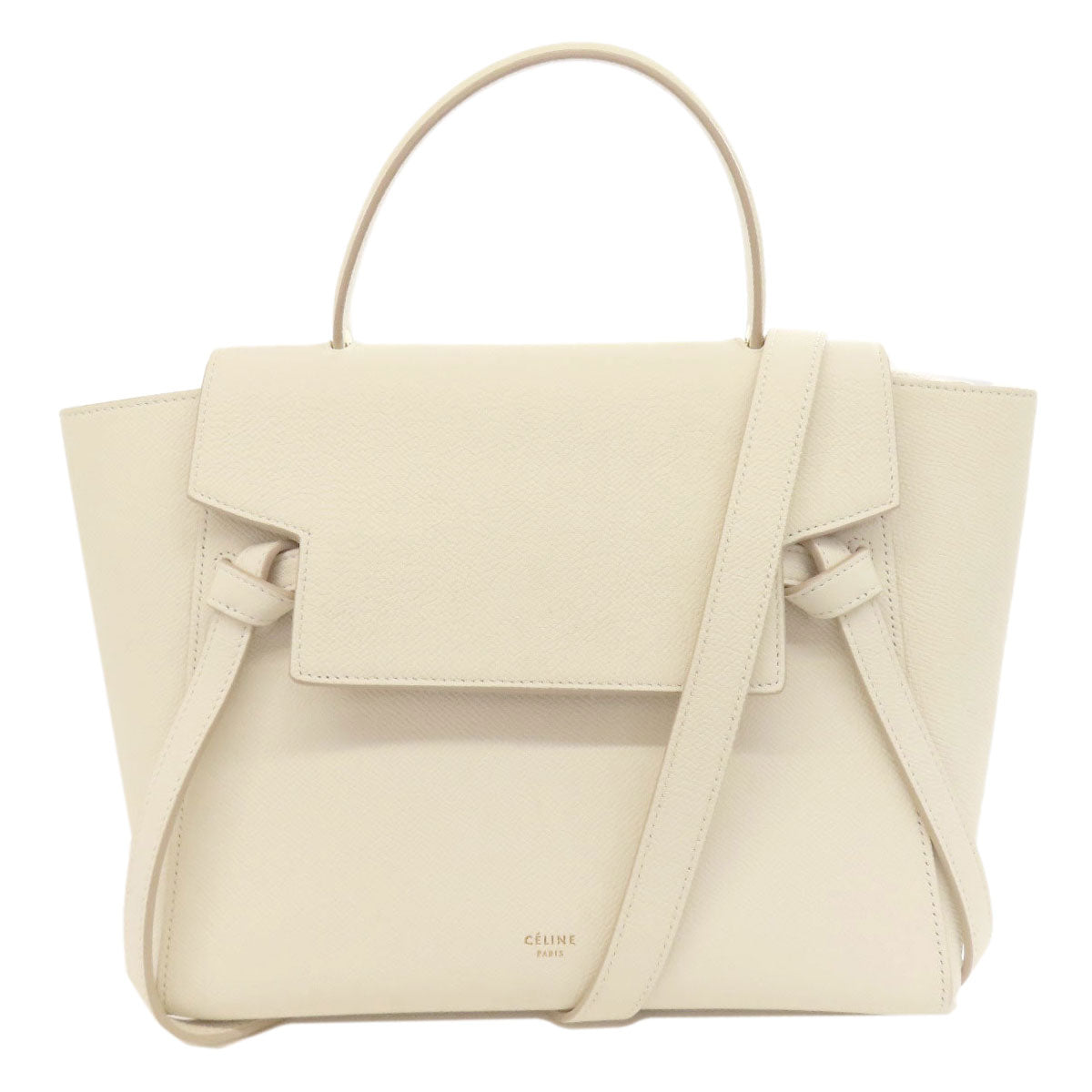 Celine Handbag Leather White Belt Bag 2 Way