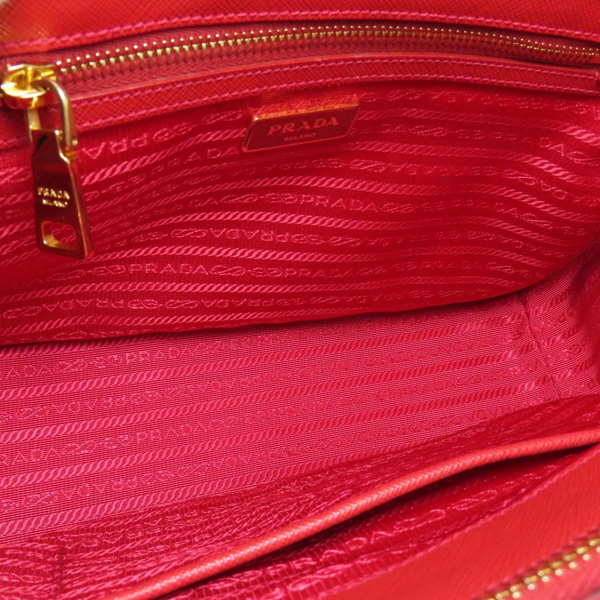 Prada Handbag Bn1801 Safiano Red Galleria 2 Way Women Used Authentic