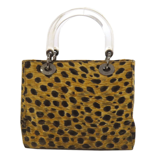 Christian Dior Handbag Canvas Brown Lady Dior Leopard Pattern 2 Way