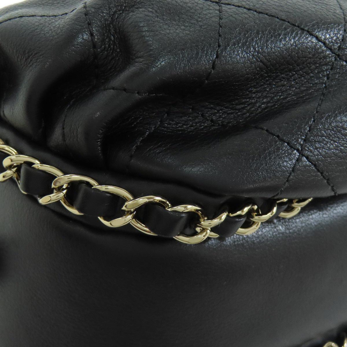 Chanel Shoulder Bag Lambskin Black Matelasse Gold Metal