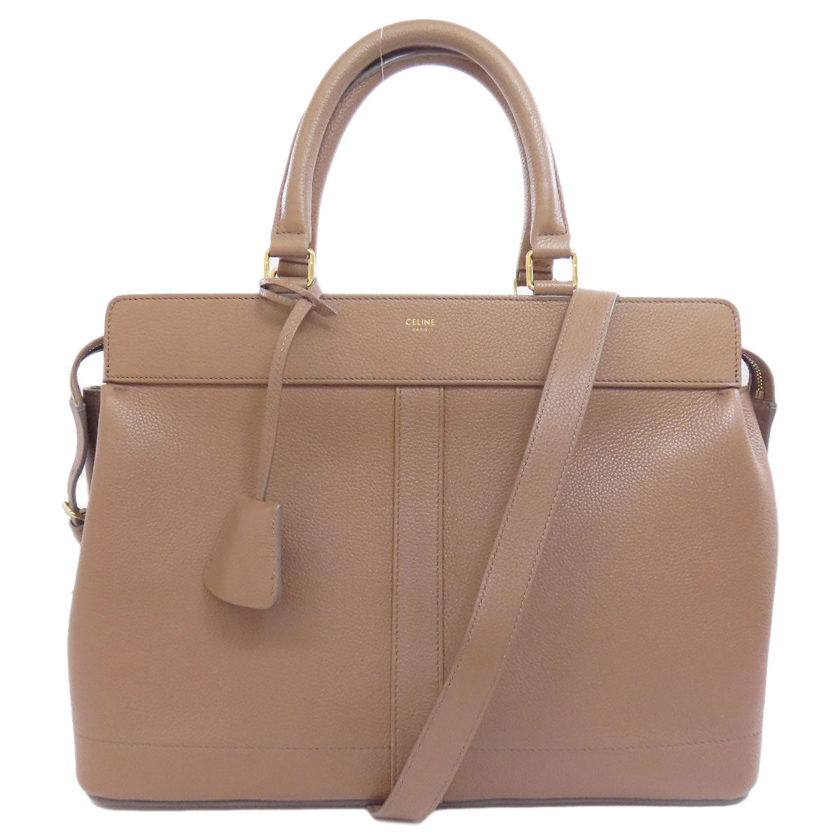 Celine Tote Bag Leather Beige Caba De France Medium 2 Way