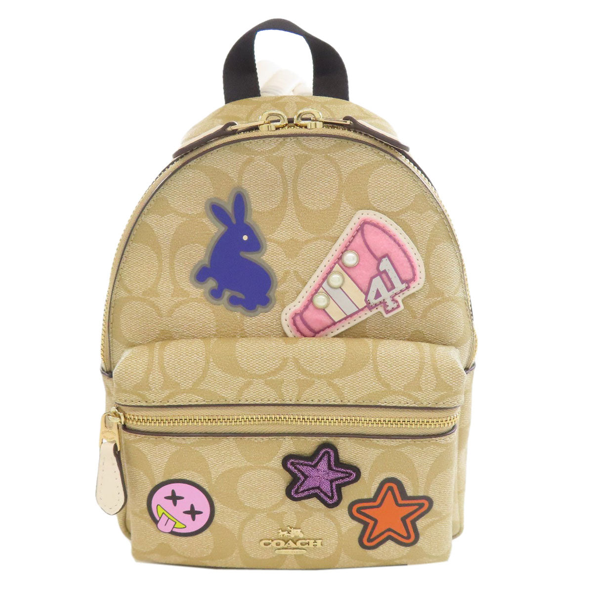 Coach Backpack F20909 Pvc Beige Stickers, Patches, Signature Women Used Authentic