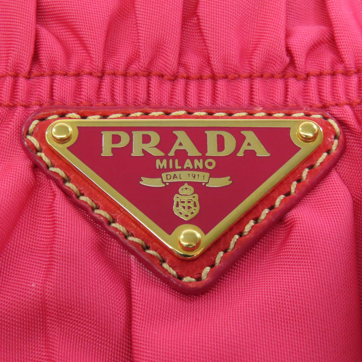 Prada Handbag Nylon Pink Gathered 2 Way Women Used Authentic