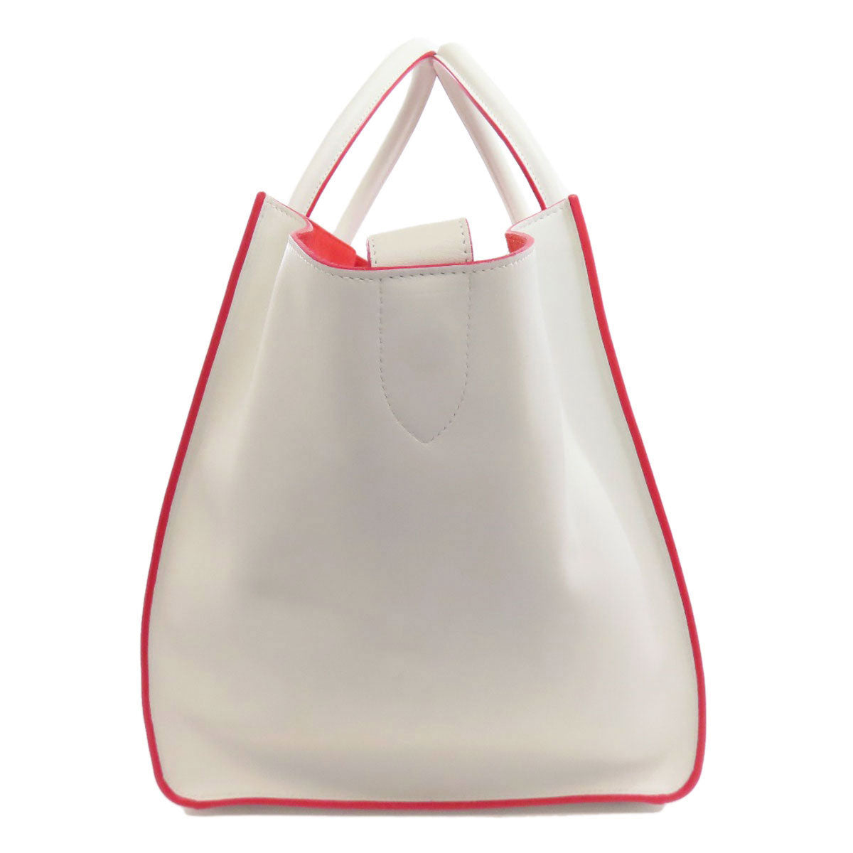 Celine Tote Bag Calfskin White Luggage Phantom Women Used Authentic