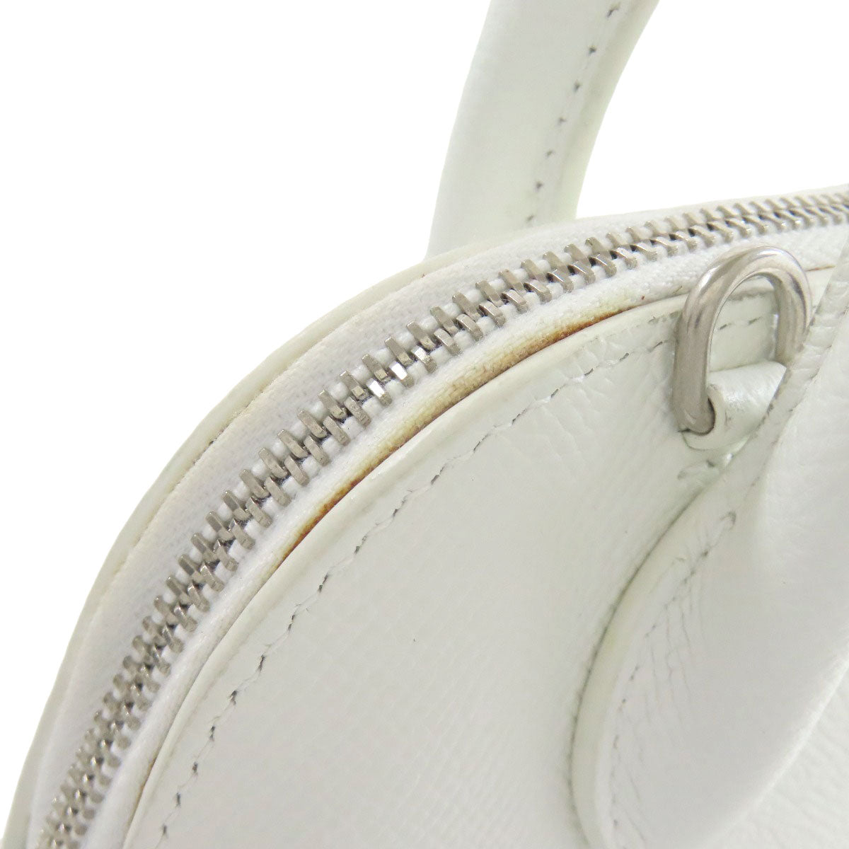 Balenciaga Handbag 550646 Leather White Ville Top Handle Xxs 2 Way Women Used Authentic