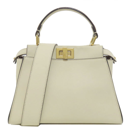 Fendi Handbag Calfskin White Peekaboo Mini 2 Way