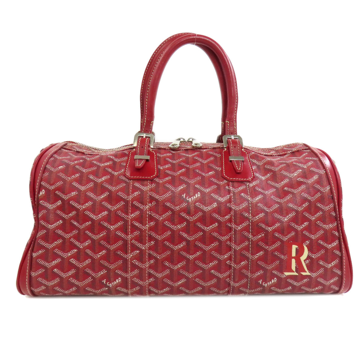 Goyard Boston Duffel Bag Coated Canvas Red Croix Jules 40 Women Used Authentic