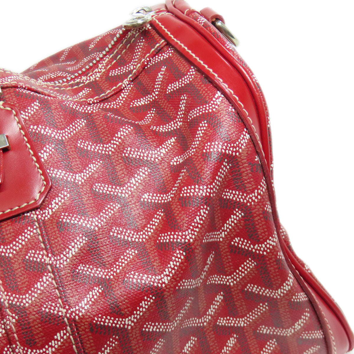 Goyard Boston Duffel Bag Coated Canvas Red Croix Jules 40 Women Used Authentic