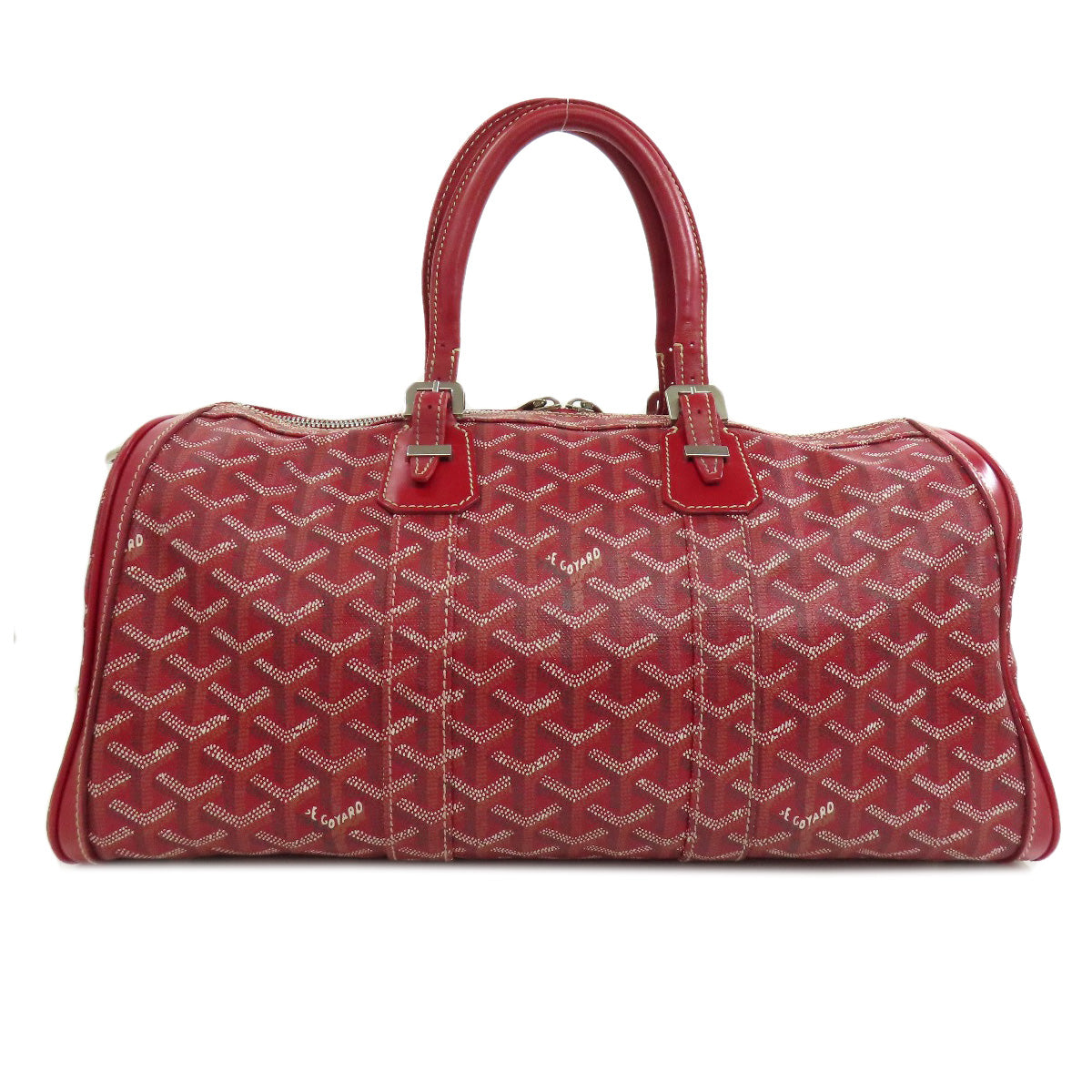 Goyard Boston Duffel Bag Coated Canvas Red Croix Jules 40 Women Used Authentic