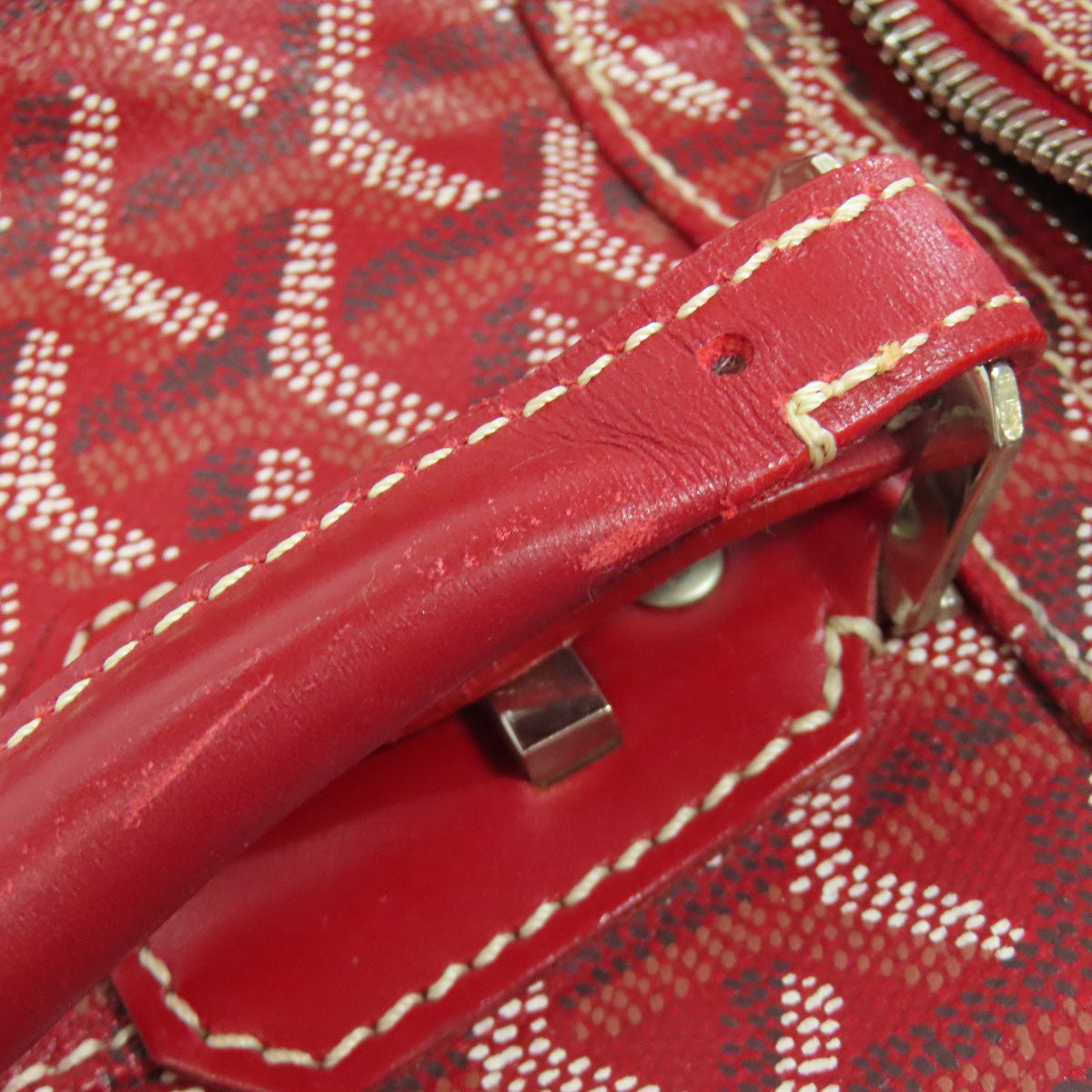 Goyard Boston Duffel Bag Coated Canvas Red Croix Jules 40 Women Used Authentic