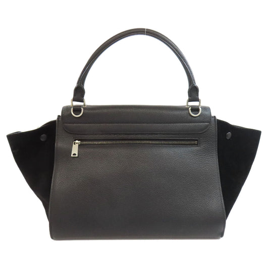 Celine Handbag Leather Black Trapeze 2 Way