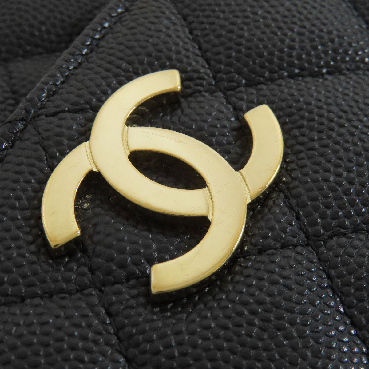 Chanel Handbag Grained Calfskin Skin Black Chain Shoulder Matelasse Gold Metal