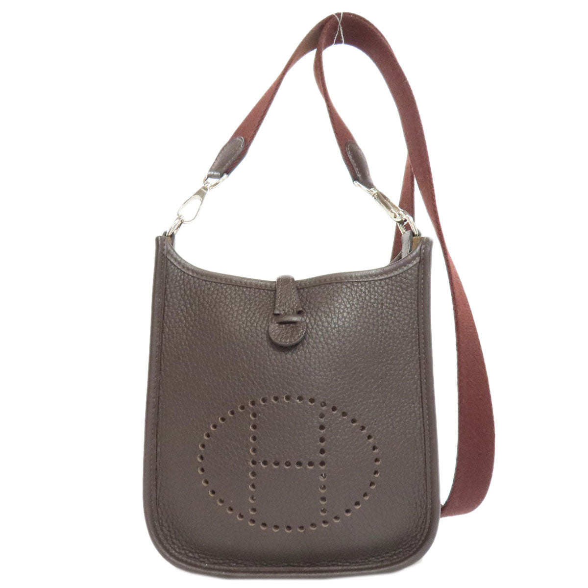 Hermes Shoulder Bag Taurillon Clemence Brown Evelyn Tpm Silver Metal